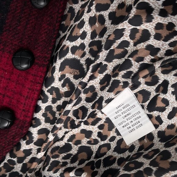 Tasha Polizzi Wool Plaid Vest Red Black Quilted Faux Leather Back Lined Womens M - Picture 7 of 10